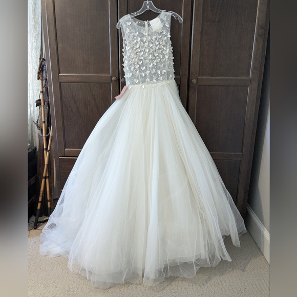 BHLDN White Sheer Butterfly Lace Bodice Wedding Dress Size 10 - Picture 12 of 12